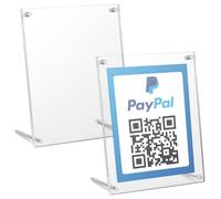Kevenal Lot de 2 panneaux QR Code avec support en métal, supports acryliques pour applications de caisse, 15,2 x 20,3 cm