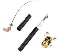 KEVGNRO 2023 Pocket Size Fishing Rod - Pen Fishing Rod Reel Combo Set, 40in Mini Telescopic Collapsible Pocket Pen Fishing Rod (Black)