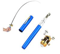 KEVGNRO 2023 Pocket Size Fishing Rod - Pen Fishing Rod Reel Combo Set, 40in Mini Telescopic Collapsible Pocket Pen Fishing Rod (Blue)
