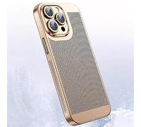 KEVGNRO Electroplating Heat Dissipation Phone Case for 15/14/13/12 Pro Max, 2023 New Heat Dissipation Plating Fine Hole Protector Phone Case (13PROMAX,Gold)
