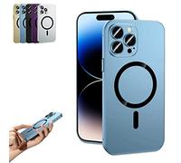 KEVGNRO Magnetic Charging Aluminium Metal Bumper Matte Case Cover for iPhone 12/13/14 Pro Max - Full Lens Protection (13ProMax,Blue)