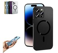 KEVGNRO Magnetic Charging Aluminium Metal Bumper Matte Case Cover for iPhone 12/13/14 Pro Max - Full Lens Protection (13,Black)