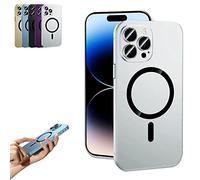 KEVGNRO Magnetic Charging Aluminium Metal Bumper Matte Case Cover for iPhone 12/13/14 Pro Max - Full Lens Protection (14ProMax,Silver)