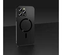 KEVGNRO Magnetic Charging Aluminium Metal Bumper Matte Case Cover for iPhone, Metal Frame Magnetic Charging with Full Lens Protection for iPhone 12/13/14 Pro Max (13,Black)