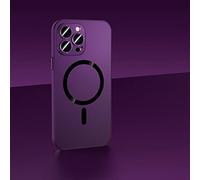 KEVGNRO Magnetic Charging Aluminium Metal Bumper Matte Case Cover for iPhone, Metal Frame Magnetic Charging with Full Lens Protection for iPhone 12/13/14 Pro Max (14ProMax,Purple)