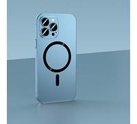 KEVGNRO Magnetic Charging Aluminium Metal Bumper Matte Case Cover for iPhone, Metal Frame Magnetic Charging with Full Lens Protection for iPhone 12/13/14 Pro Max (14ProMax,Blue)