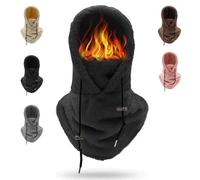 KEVGNRO Masque de Ski à Capuche Sherpa, Chapeau Sherpa, Masque de Visage et de Cou en Polaire Lourde pour Temps Froid pour Femmes et Hommes (Noir,Taille Unique)