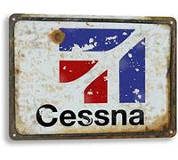 Keviewly Panneau en métal 30,5 x 40,6 cm - Logo d'aviation Cessna Aviation Jet Avion Vintage Décoration murale rétro