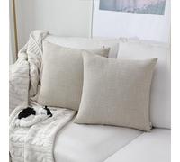 Kevin Textile Lot de 2 Housses de Coussin carrées en Lin Ultra Doux pour canapé 50 x 50 cm Beige Clair