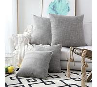 Kevin Textile Lot de 2 Housses de Coussin décoratives en Lin - 2 Tons - Motif étoile - pour canapé, lit, Sofa (66 x 66 cm, Gris)