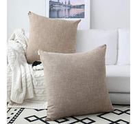 Kevin Textile Lot de 2 Housses de Coussin en Imitation Lin Super Douces pour Chambre à Coucher, canapé, Voiture, 61 x 61 cm, Lin Naturel