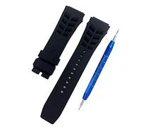 Kevisae Bracelet de montre en caoutchouc et silicone compatible avec Richard Mille 25 mm Noir/orange/rouge - Bracelet de montre en caoutchouc Richard Mille 25 x 20 mm