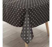 KEVKUS Nappe en toile cirée 01289-03 - Motif étoiles - Carrée, ronde ou ovale - Gris - 140 x 140 cm - Avec bande passepoilée
