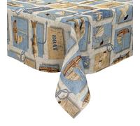 KEVKUS Nappe en toile cirée 01709-01 motif maritime au choix, rectangulaire, ronde ou ovale, 140 x 200 cm, bord coupé