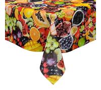 KEVKUS Nappe en toile cirée 01743-00 - Motif fruits tropicaux d'été - Rectangulaire, ronde ou ovale - Dimensions : rectangulaire 140 x 240 cm - Avec bande passepoilée