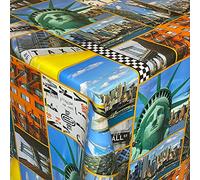 KEVKUS Nappe en toile cirée 06245-01 New York Statue de la Liberté rectangulaire, ronde et ovale (bord coupé (sans bordure) 120 x 160 cm ovale