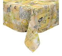 KEVKUS Nappe en toile cirée 06331-01 - Jaune, mosaïque citron/olives au choix - Rectangulaire, ronde ou ovale - 140 x 220 cm - Avec bande passepoilée