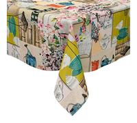 KEVKUS Nappe en toile cirée 160 cm de large P8146-1 Birdy fleurs de cerisier en bois au choix, rectangulaire, ronde et ovale - Dimensions ovale 160 x 260 cm bord coupé