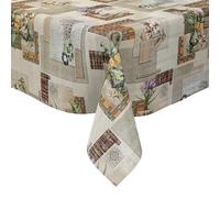 KEVKUS Nappe en toile cirée 192A Colisée Fleurs de Rome au choix rectangulaire, ronde ou ovale - Dimensions : rectangulaire 140 x 180 cm Bord coupé