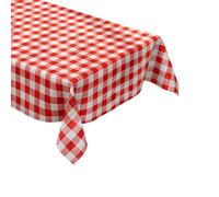 KEVKUS Nappe en toile cirée 84B à carreaux rouges Vichy au choix rectangulaire, ronde et ovale - Dimensions : rectangulaire 140 x 200 cm avec bande passepoilée