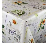 KEVKUS Nappe en toile cirée au mètre gaufrée P732-1 P732-1 Olive Lavande Tournesol Taille au choix en carré rond ovale (passepoil en plastique) 140 x 340 cm