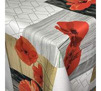 KEVKUS Nappe en toile cirée C146271 - Motif coquelicots - Rectangulaire - Rond - Ovale - Bord découpé (sans bordure) - 140 cm