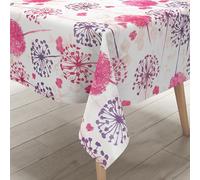 KEVKUS Nappe en toile cirée DN72 Rose Motif pissenlits et fleurs Taille et forme au choix Envoi sans plis Enroulé sur tube en carton