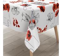 KEVKUS Nappe en toile cirée DR40 - Motif coquelicot - Fleurs au choix - Rectangulaire, ronde et ovale - Dimensions : 120 x 160 cm - Avec bande passepoilée