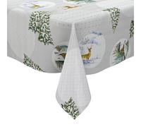 KEVKUS Nappe en toile cirée gaufrée B5075-01 - Motif renne de Noël - Rectangulaire, ronde ou ovale - Dimensions : rectangulaire 140 x 240 cm - Bord coupé