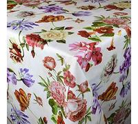 KEVKUS Nappe en toile cirée gaufrée - Largeur : 160 cm - B5031-01 - Roses, tulies, pivoines, carrée, ronde, ovale (bord coupé, sans bordure) - 160 x 240 cm