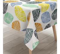 KEVKUS Nappe en toile cirée K150200 - Feuilles multicolores - Feuilles d'automne - Moderne au choix - Rectangulaire, ronde ou ovale - Dimensions : rectangulaire, 140 x 240 cm, bord coupé