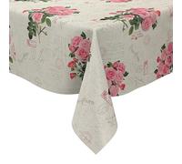 KEVKUS Nappe en toile cirée K198A - Motif roses - Carte postale au choix - Rectangulaire, ronde ou ovale - Dimensions : ovale - 140 x 200 cm - Bord coupé