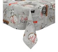 KEVKUS Nappe en toile cirée - K99B - Gris café expresso - Au choix - Rectangulaire, ronde et ovale - Dimensions : rectangulaire 140 x 160 cm - Avec bande passepoilée