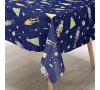 KEVKUS Nappe en toile cirée P1201-2 bleue, motif de Noël, casse-noisette, monts Métallifères au choix, rectangulaire, ronde ou ovale - Dimensions : 140 x 160 cm, bord coupé