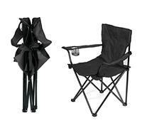 KEVO Chaise de Camping Pliante en Plein Air, Siège Pliable Portable Léger avec Porte-Gobelet, Noir