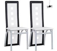 KEVO Chaises de Salle à Manger Lot de 2,Chaise de Cuisine-Dossier Haut Siège Large, Meubles de Salle à Manger, Chaise de Salon en Cuir PVC pour Cuisine, Salle à Manger, Jardin,Blanc + Noir-2PC