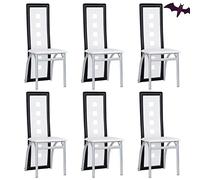 KEVO Chaises de Salle à Manger Lot de 6,Chaise de Cuisine-Dossier Haut Siège Large, Meubles de Salle à Manger, Chaise de Salon en Cuir PVC pour Cuisine, Salle à Manger, Jardin,Blanc + Noir-6PC
