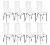 KEVO Chaises de Salle à Manger Lot de 8,Chaise de Cuisine-Dossier Haut Siège Large, Meubles de Salle à Manger, Chaise de Salon en Cuir PVC pour Cuisine, Salle à Manger, Jardin,Blanc-8PC