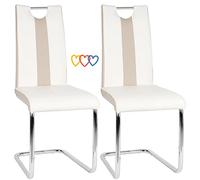 KEVO Lot de 2 Chaises Salle à Manger Chaise de Cuisine avec avec Assise et Dossier en PU, Pieds en Métal, Chaise Modern pour Salle à Manger, Salon, Cuisine, Bureau