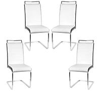 KEVO Lot de 4 chaises de Salle à Manger ou Cuisine avec Assise rembourrée et piètement chromé,Chaise Cantilever Lot de 2 chaises, testé par SGS(4 grilles (Blanc+Noir), 4PC)