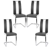KEVO Lot de 4 Chaises Salle à Manger Chaise de Cuisine avec avec Assise et Dossier en PU, Pieds en Métal, Chaise Modern pour Salle à Manger, Salon, Cuisine, Bureau