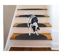 KEVO Set de 15 marchettes d'escalier Surface Confortable et antidérapante,Tapis d'escalier - Protection d'escalier Semi-Circulaire, antidérapant et - Tapis pour marches,65 * 21 * 4cm (Noir)