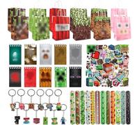 KEVRDRT Jeux vidéo Cadeau d'anniversaire pour Enfants, 96 Pcs Jeu Vidéo Fête Anniversaire Cadeau avec Porte-clés Carnet Autocollants Bracelet Sac Cadeau, Jeu Vidéo Fournitures de Fête Enfants