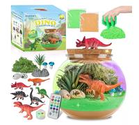 Kevsuvqin DIY Dinosaure Jouet Garcon avec Veilleuse 13 Couleurs & Télécommande, Terrarium Enfant pour Cadeau Garçon 4-12 Ans, Activité Manuelle Enfant Comprenant Rochers, Champignons,Œufs de Dinosaure