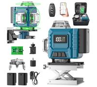 Kevsuvqin Niveau Laser 4 x 360°, 4D 16 Lignes Laser Chantier avec 2 x 3000mAh Batterie & Affichage LED, Niveau Laser 360 Autonivelant, APP, Télécommande, IP54 Étanche et Anti-Poussière