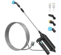 Kevsuvqin Pulverisateur de Jardin Electrique 7.4V, Pulverisateur Electrique Toiture, Pulverisateur Lance Telescopique, Pulverisateur a Pression avec 3 Buses et Tuyaux de 8M pour Arrosage, Désherbage