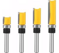 KEWAYO 4 pièces Professionnel Fraise Defonceuse 6.35mm Tige, Fraise à Affleurer, Fraise a Copier Avec Roulements,Fraises à Rainurer pour Défonceuse, pour Couper et Tailler le Bois