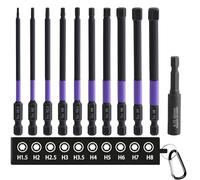 KEWAYO Lot de 10 Embouts de Vissage Hex 100mm H1.5 - H8, S2 Acier Allié Magnétique Embout de Tournevis 1/4" Tige Hexagonale Jeu d'embout pour Visseuse à Choc avec Extension 60mm, Porte-embout et Boît