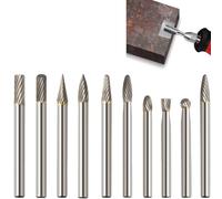 KEWAYO Lot de 10 fraises rotatives en métal dur avec tige de 6 mm - Outil rotatif pour meulage, sculpture, polissage du métal, gravure, perçage
