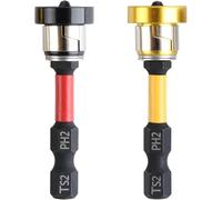 KEWAYO Lot de 2 embouts de tournevis de positionnement magnétiques hexagonaux pour vis à plaques de plâtre (rouge + jaune)